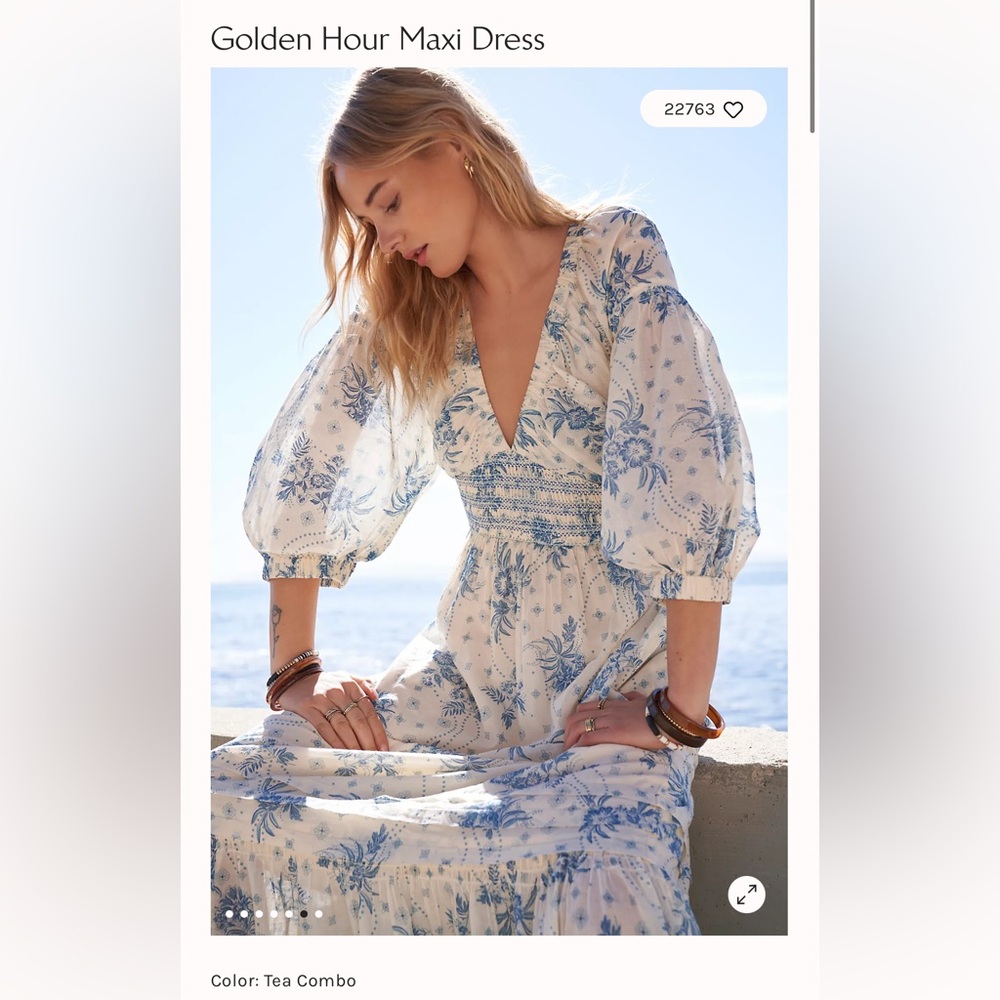 NWT Free People Golden Hour Maxi Dress- Tea Combo
